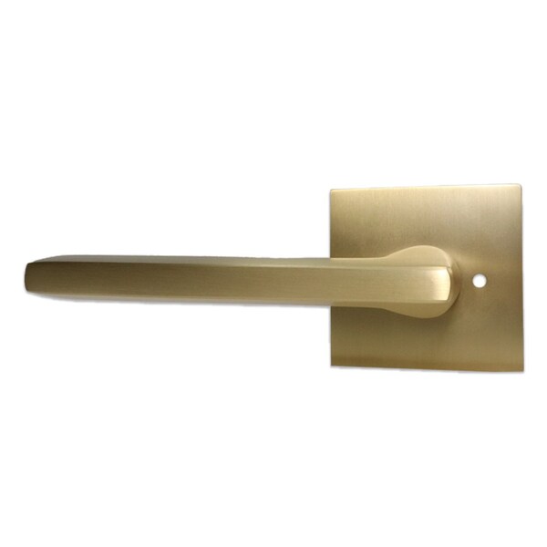 Emtek Helios Lever Left Hand 2-3/8 in Backset Privacy w/Square Rose for 1-1/4 in to 2 in Door Satin Brass 5210HLOUS4LH - main